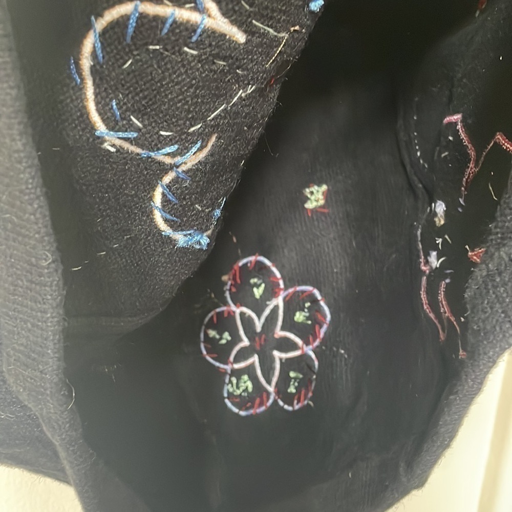 Storybook knits one of a kind wool blend embroidered beaded floral cardigan S - Picture 6 of 13